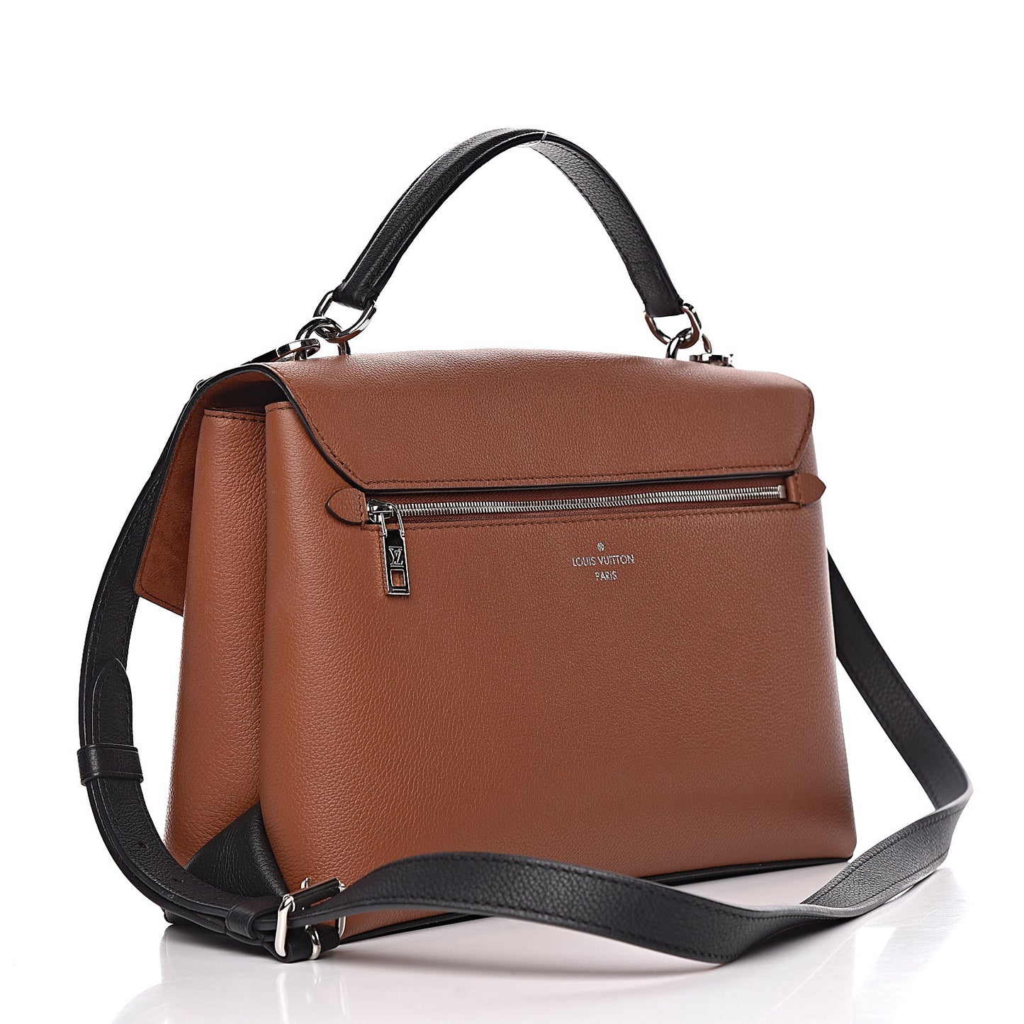 Soft Calfskin My Lockme Top Handle Caramel Creme Black