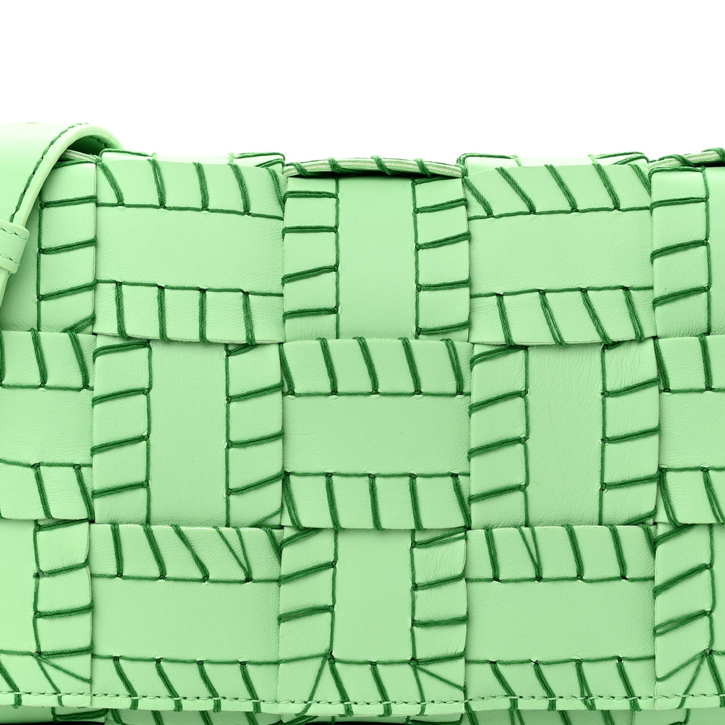 Nappa Maxi Intrecciato Overlock Stitched Cassette Crossbody Bag Parakeet