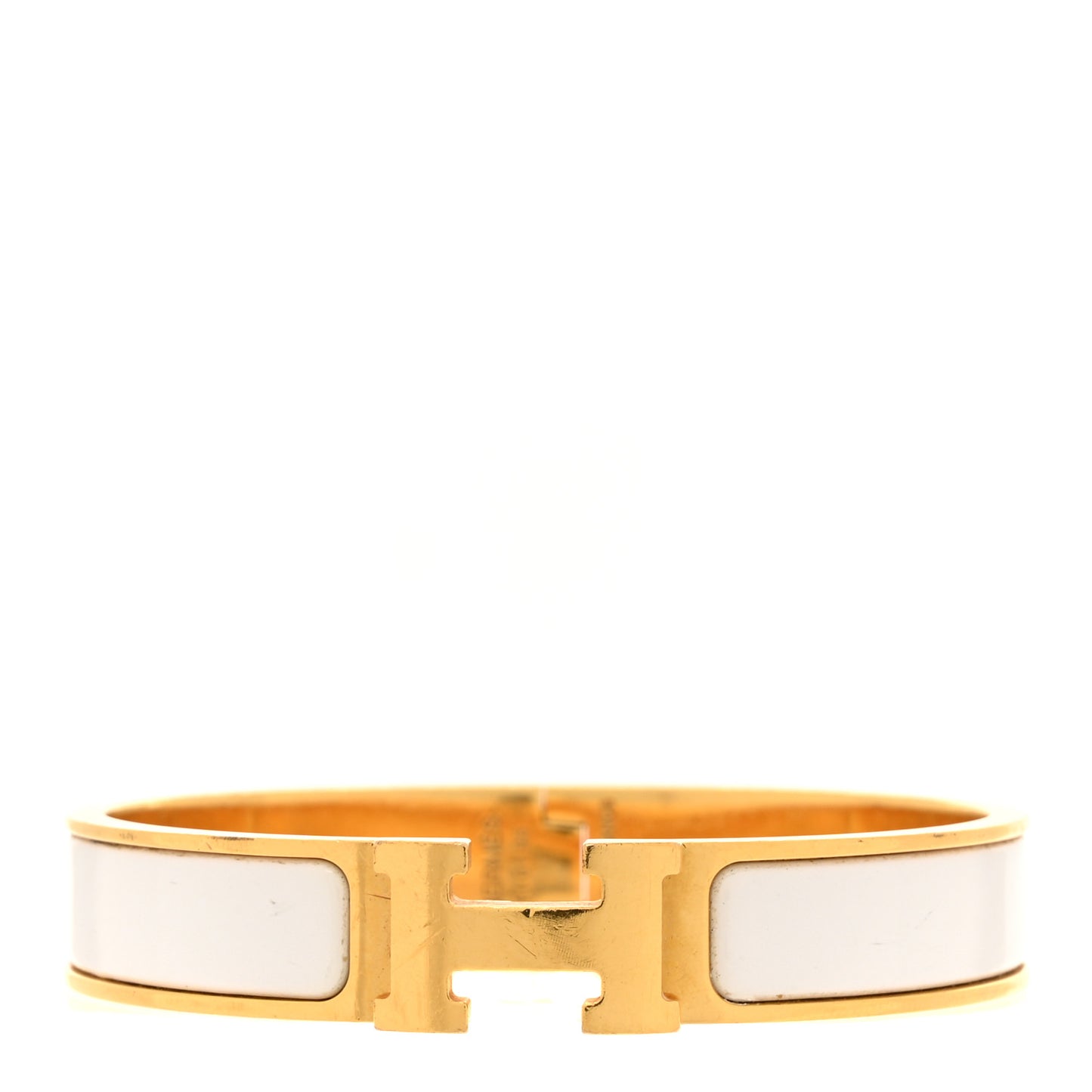 Enamel Narrow Clic Clac H Bracelet GM White