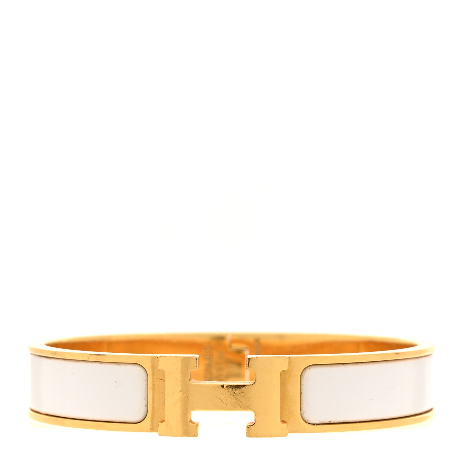 Hermes Enamel Narrow Clic Clac H Bracelet GM White 1 of 6