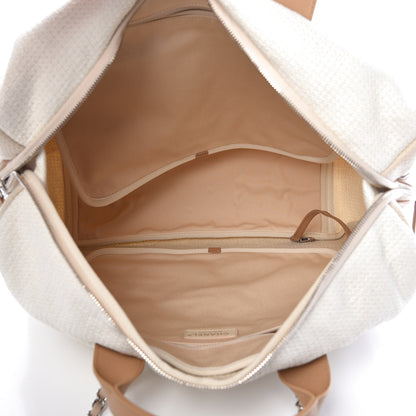 Chanel Canvas Maxi Bowling Bag White Beige 5 of 10