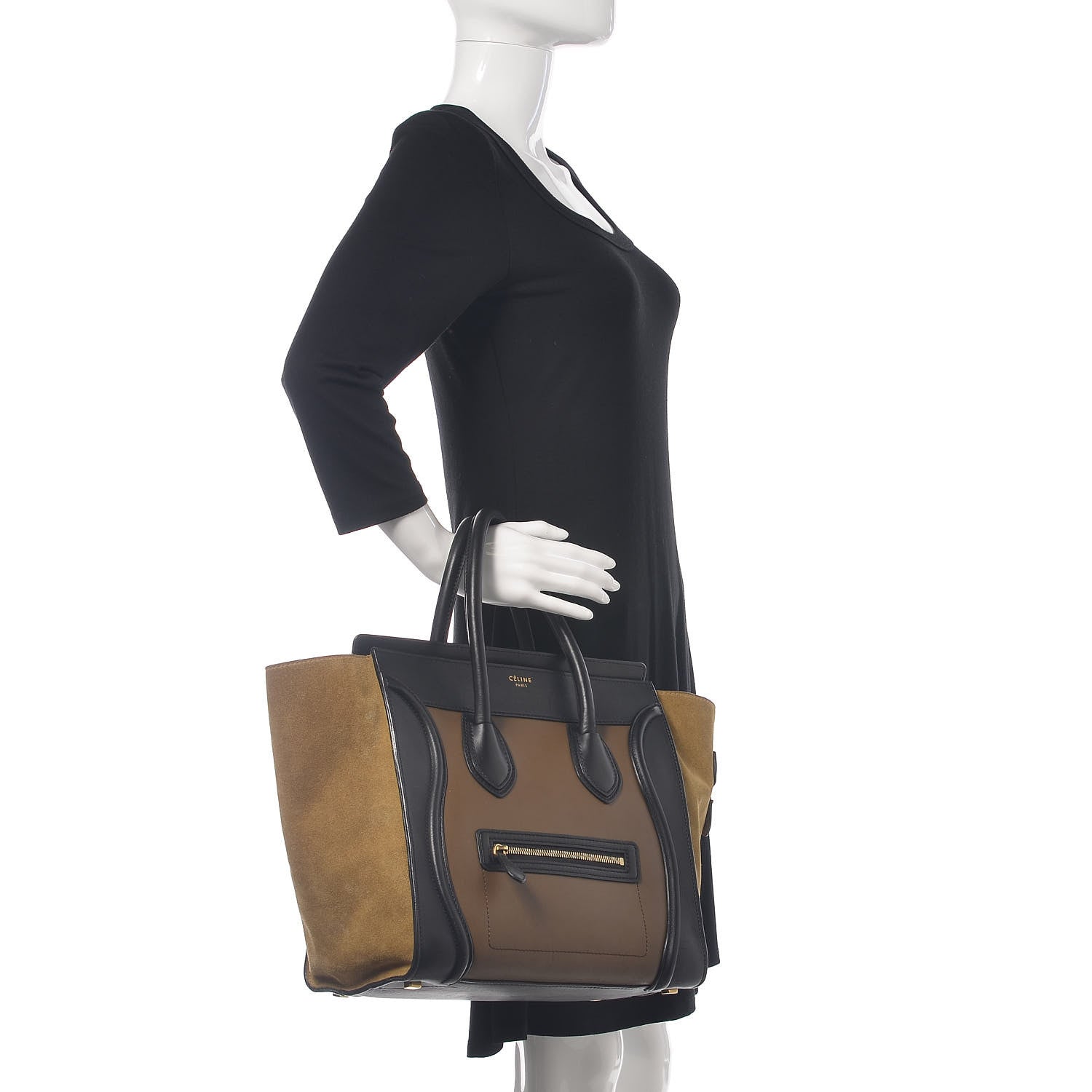 Celine Satin Calfskin Suede Mini Tri-Color Luggage Beige 2 of 21