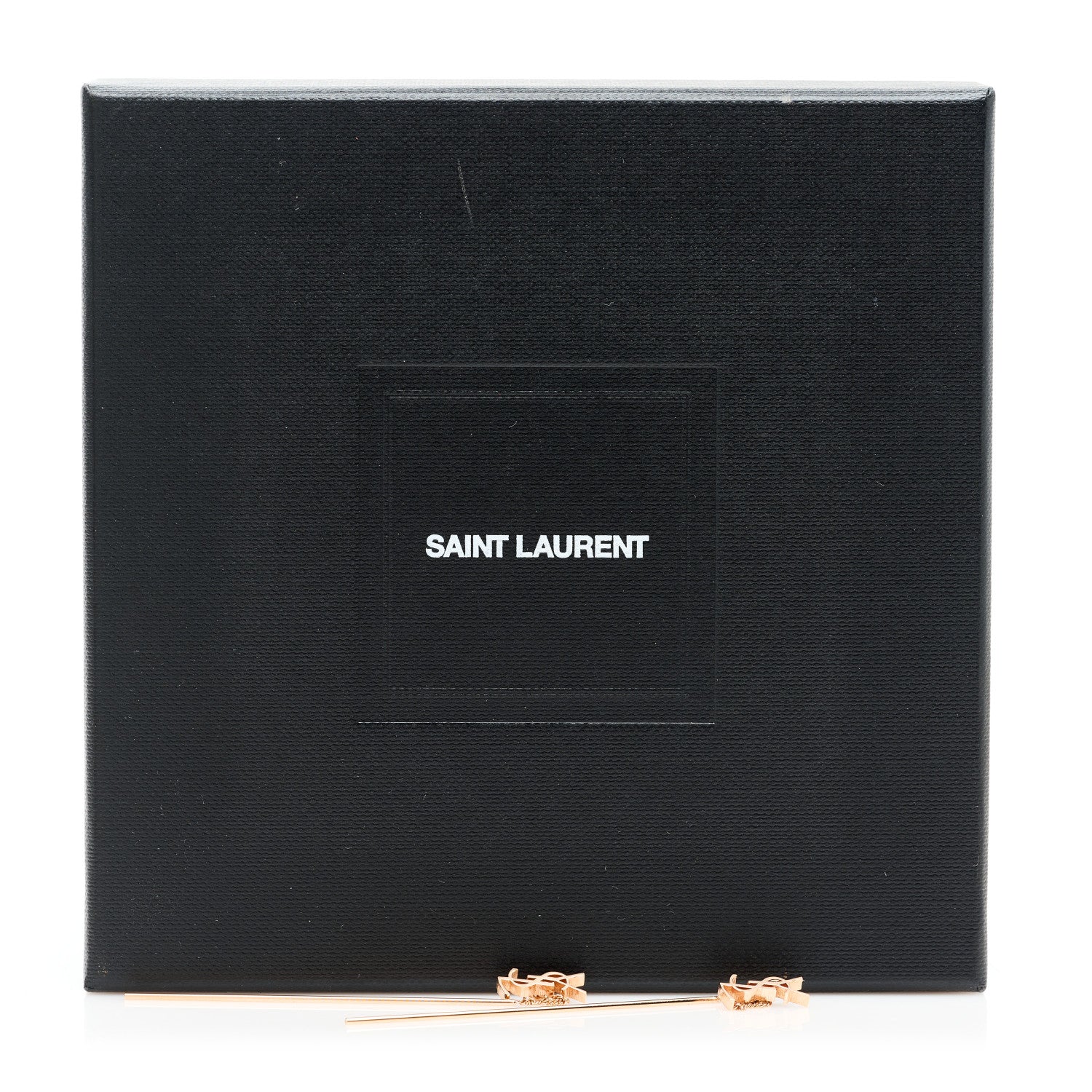 Saint Laurent Metal Monogram Pendant Threader Earrings Rose Gold 4 of 4