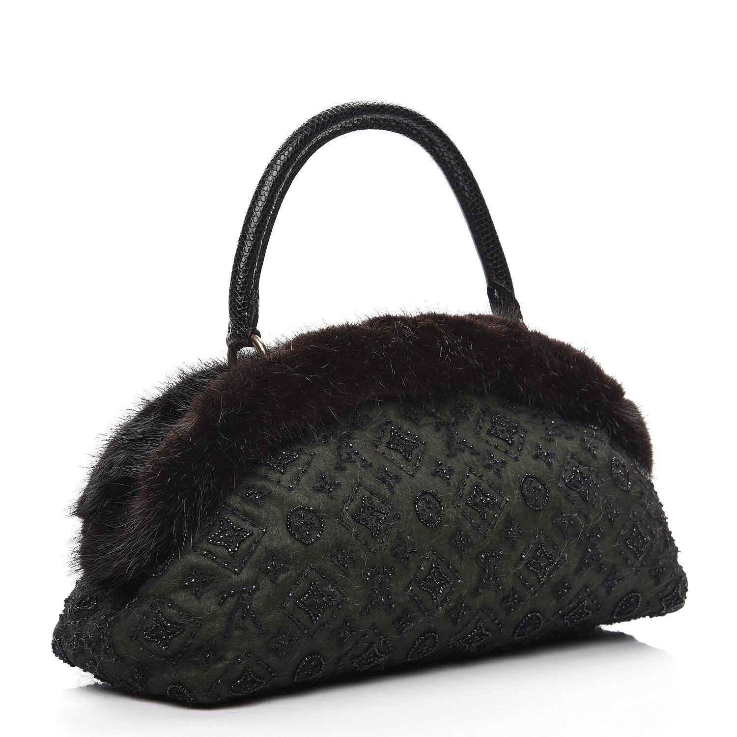 Louis Vuitton Mousseline Mink Lizard Beaded Demi Lune GM Vert 3 of 12