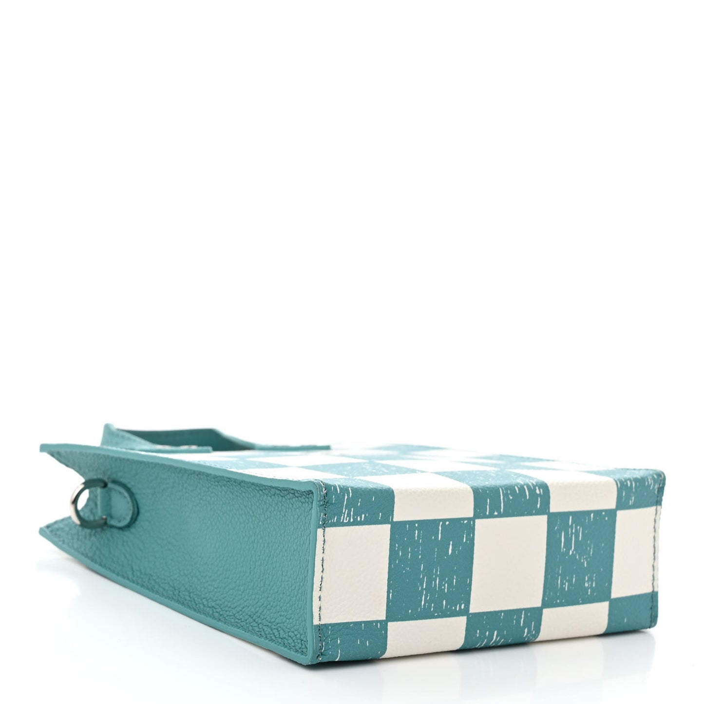 Calfskin Damier Sac Plat XS Blue Teal