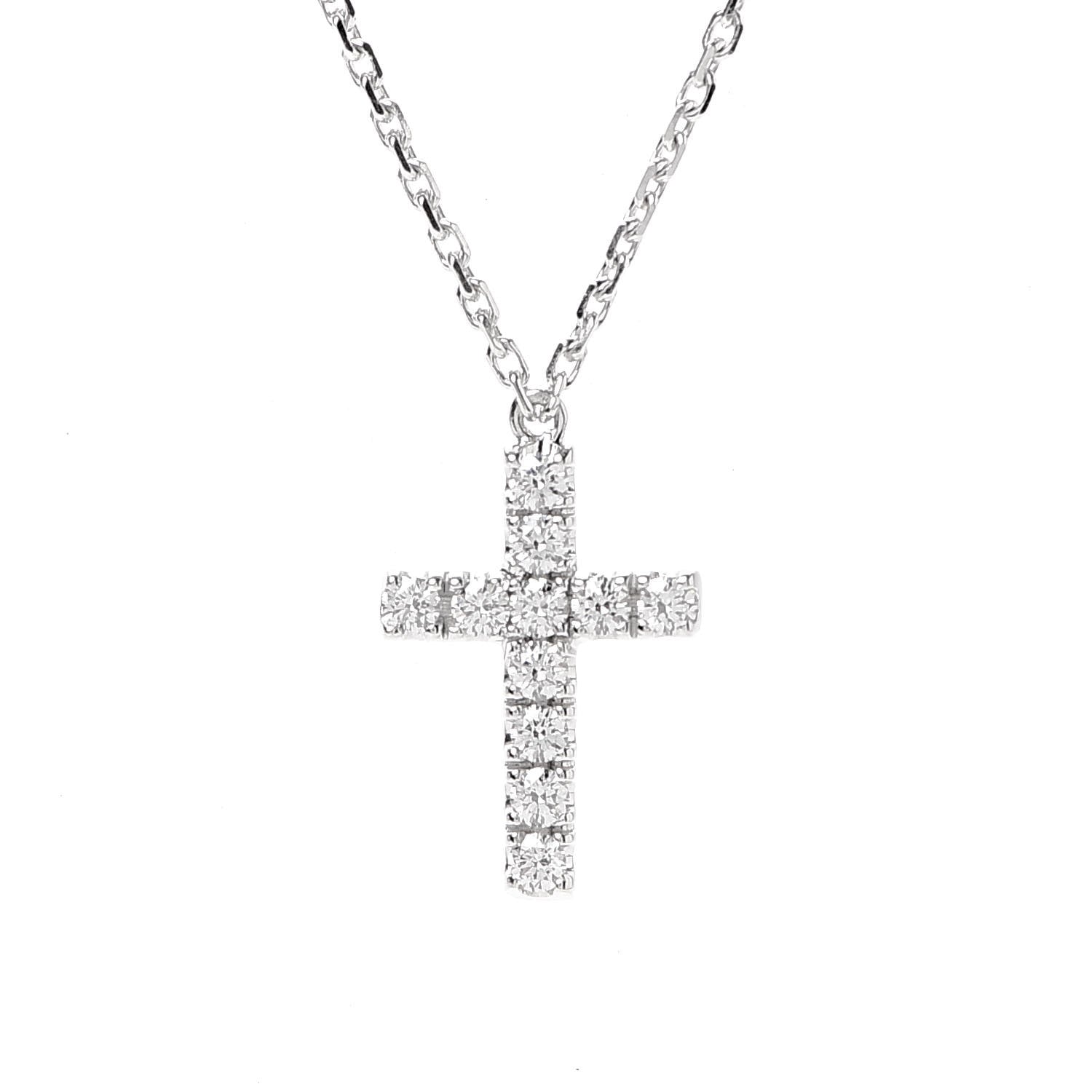 Cartier 18K White Gold Diamond Symbols Cross Pendant Necklace 4 of 5