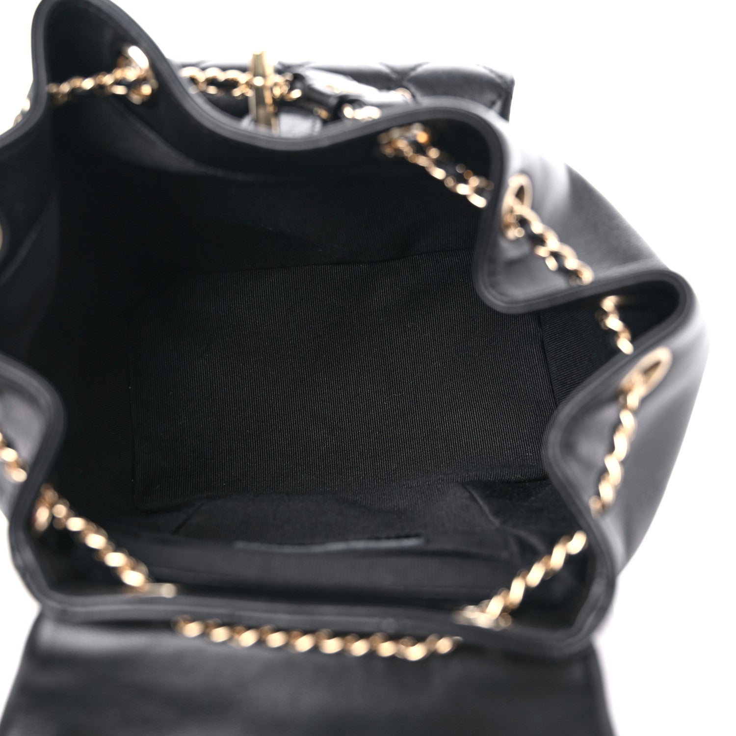 Chanel Lambskin Quilted Small Duma Drawstring Backpack Black 6 of 10