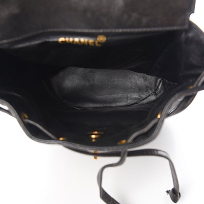 Chanel Lambskin Quilted Drawstring Backpack Black 4 of 11