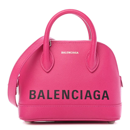Balenciaga Signature Grained Calfskin Logo XXS Ville Top Handle Bag Fuchsia 1 of 10