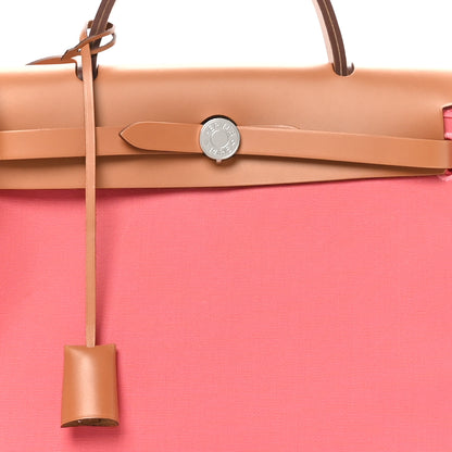 Hermes Vache Hunter Toile Herbag Zip 31 PM Rose Azalee Natural 9 of 11