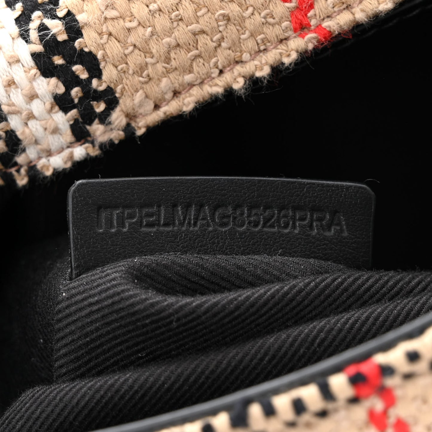 Calfskin Boucle Check Small Lola Chain Bag Archive Beige