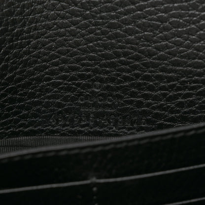 Gucci Dollar Calfskin Enamel Monochrome Mini GG Marmont Chain Wallet Black 7 of 11