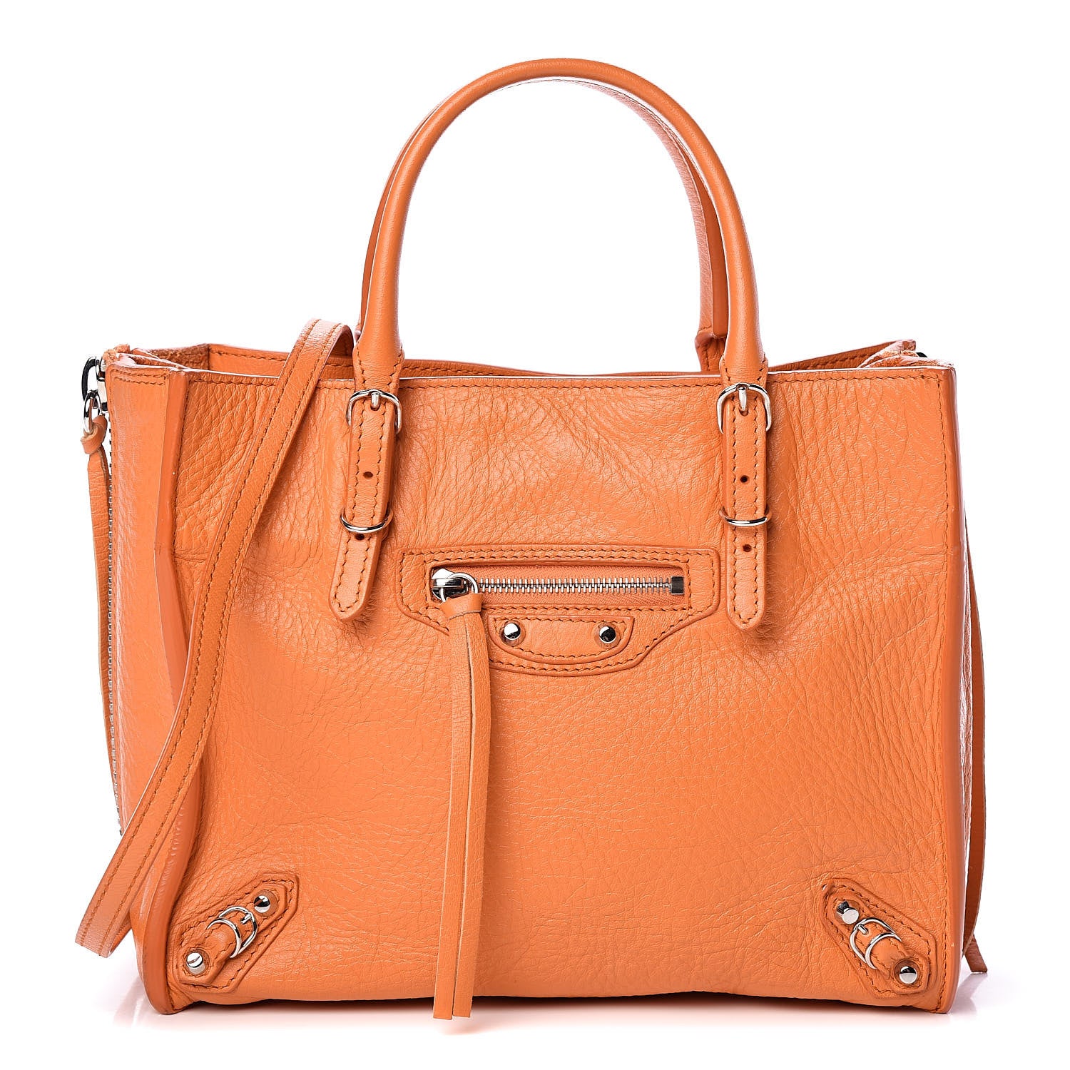 Balenciaga Calfskin Papier Mini A4 Zip Around Tote Orange 1 of 13