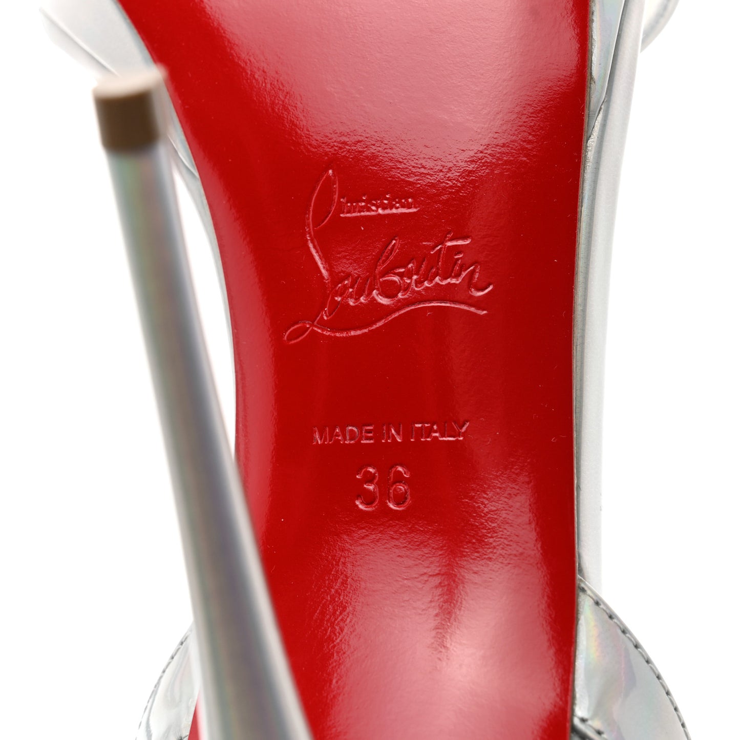 Metallic Patent Psychic Loubi Queen 120 Pumps 36 Bianco