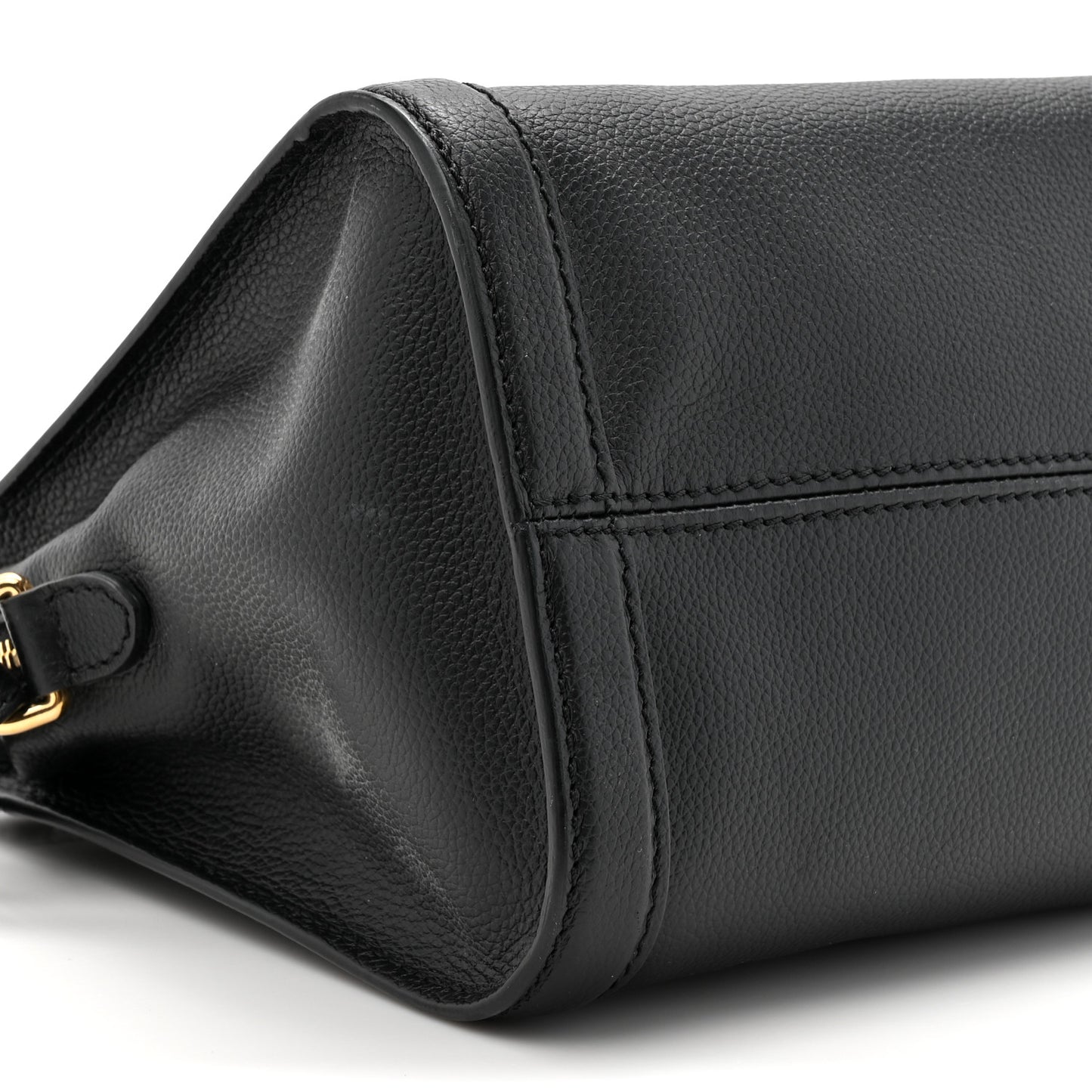 Pebbled Calfskin Small Skull Padlock Zip Around Tote Black