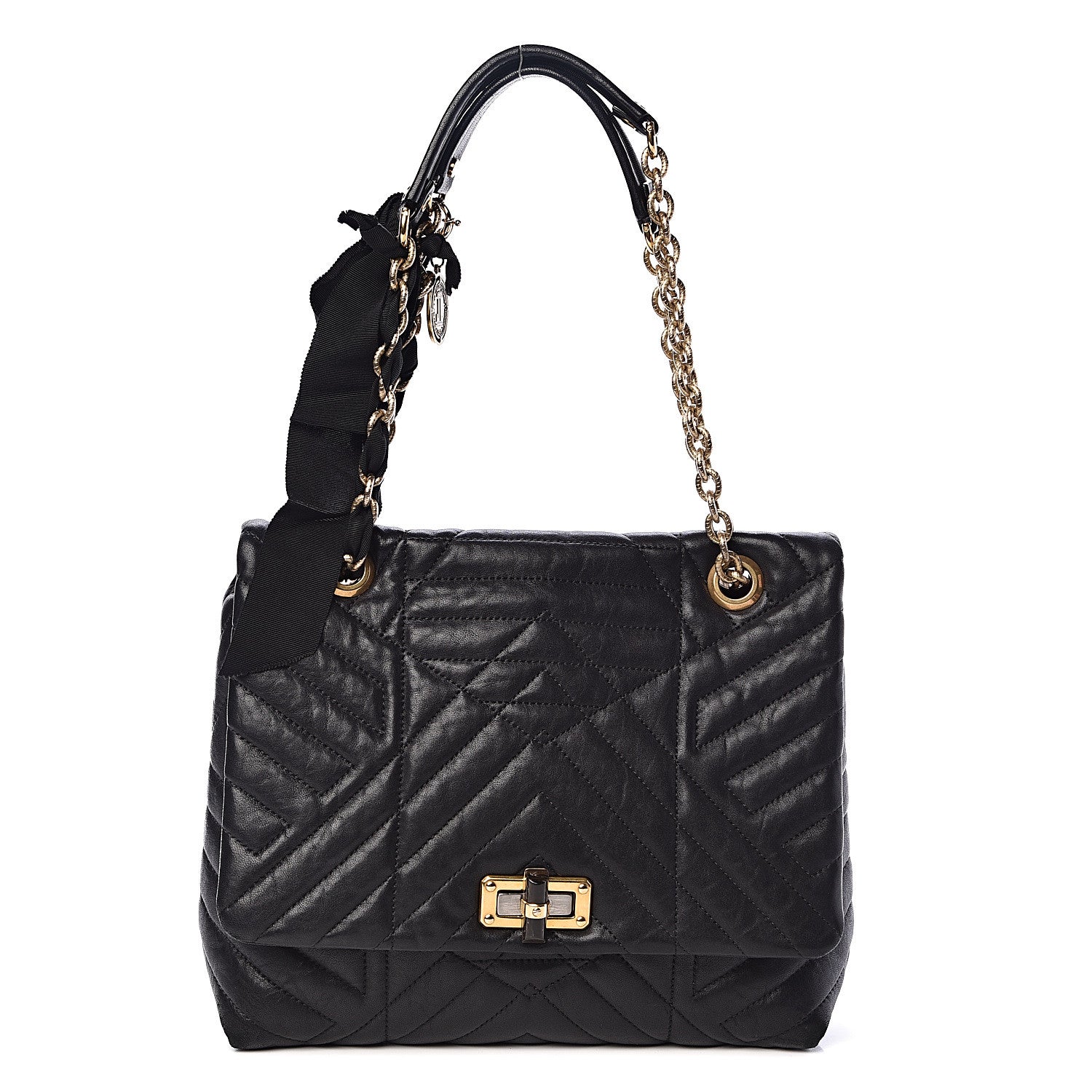 Lanvin Lambskin Quilted Medium Happy Shoulder Bag Black 1 of 9