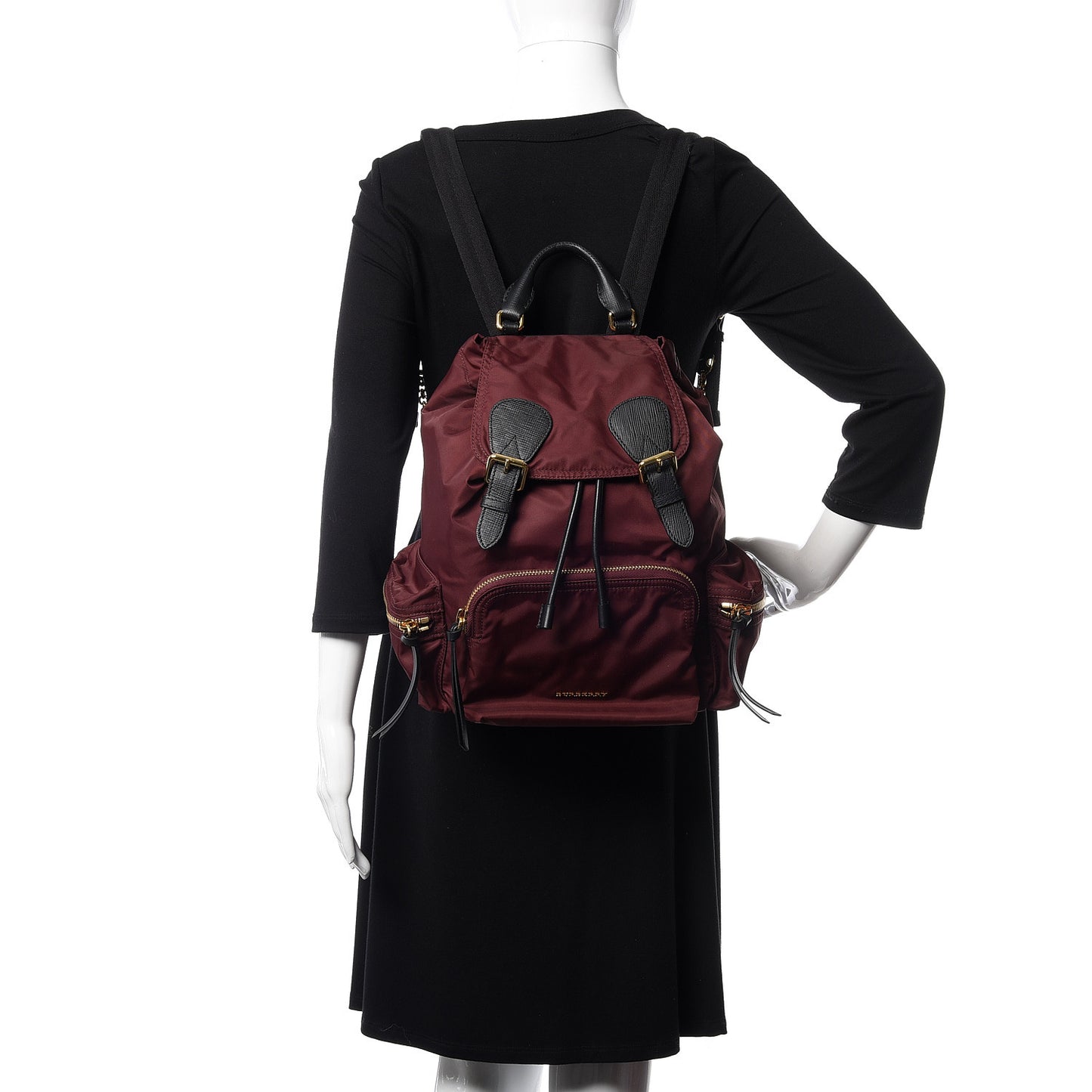 Nylon Medium Rucksack Backpack Burgundy Red