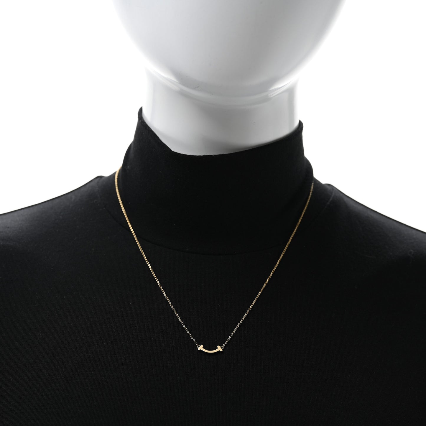 18K Yellow Gold Mini T Smile Pendant Necklace