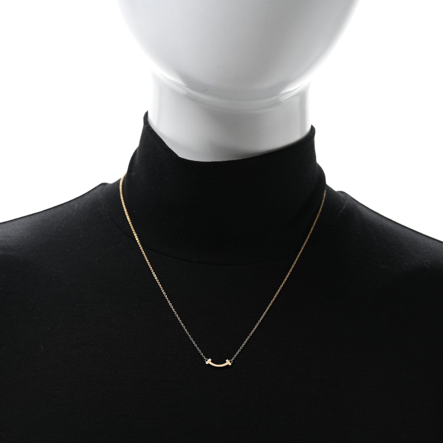 Tiffany 18K Yellow Gold Mini T Smile Pendant Necklace 3 of 5