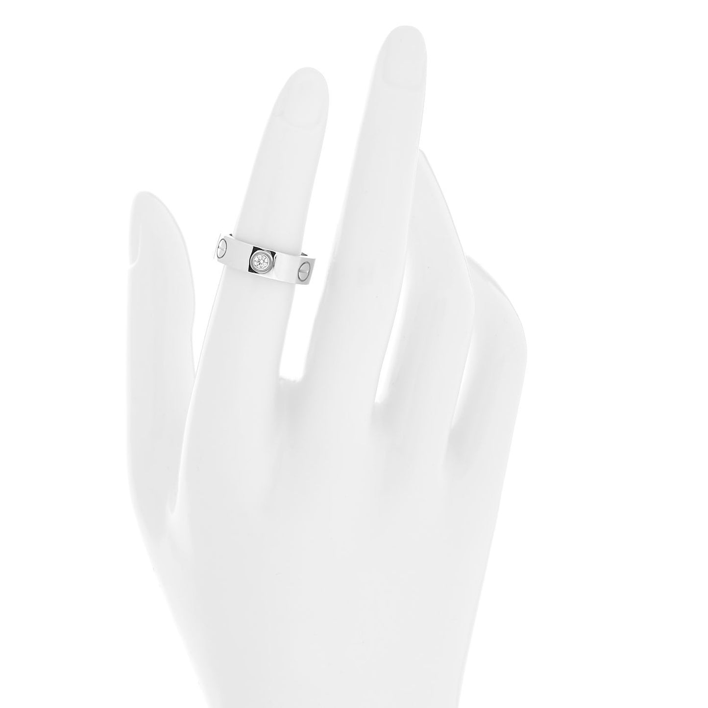 18K White Gold 3 Diamond 5.5mm LOVE Ring 50 5.25
