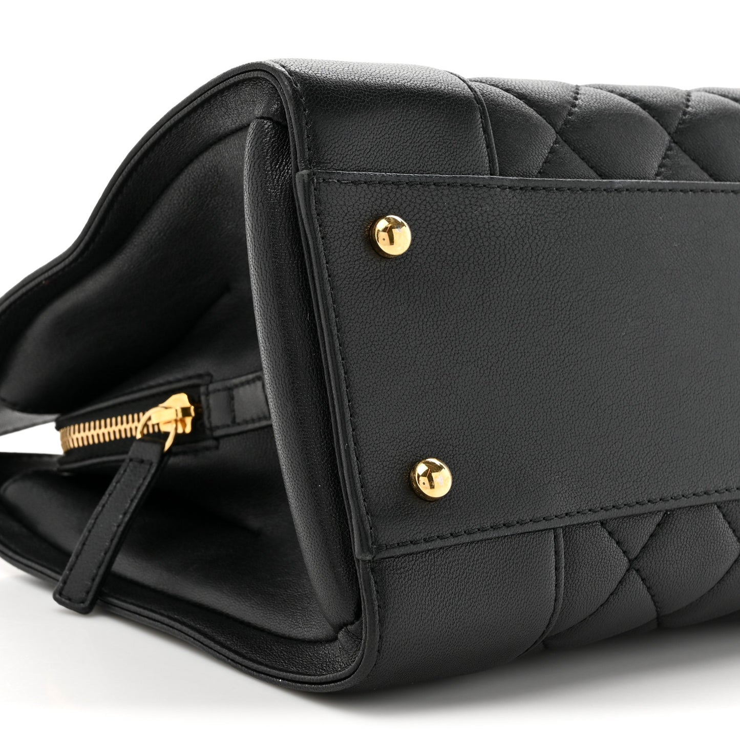 Sheepskin Quilted Mademoiselle Vintage Shopping Tote Black