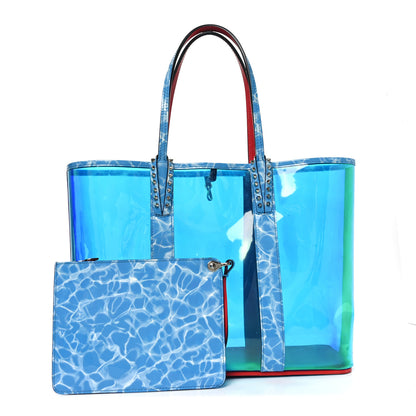 Christian Louboutin PVC Spikes East West Cabata Tote Blue 5 of 19