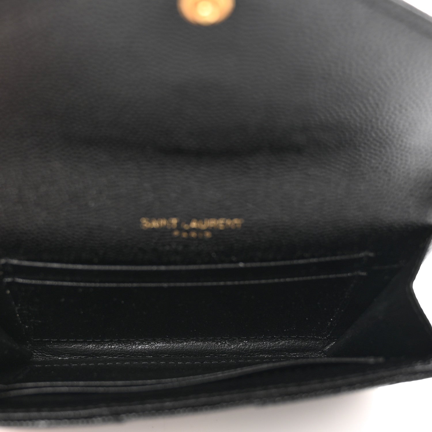 Saint Laurent Grain De Poudre Matelasse Chevron Small Monogram Envelope Wallet Black 5 of 7