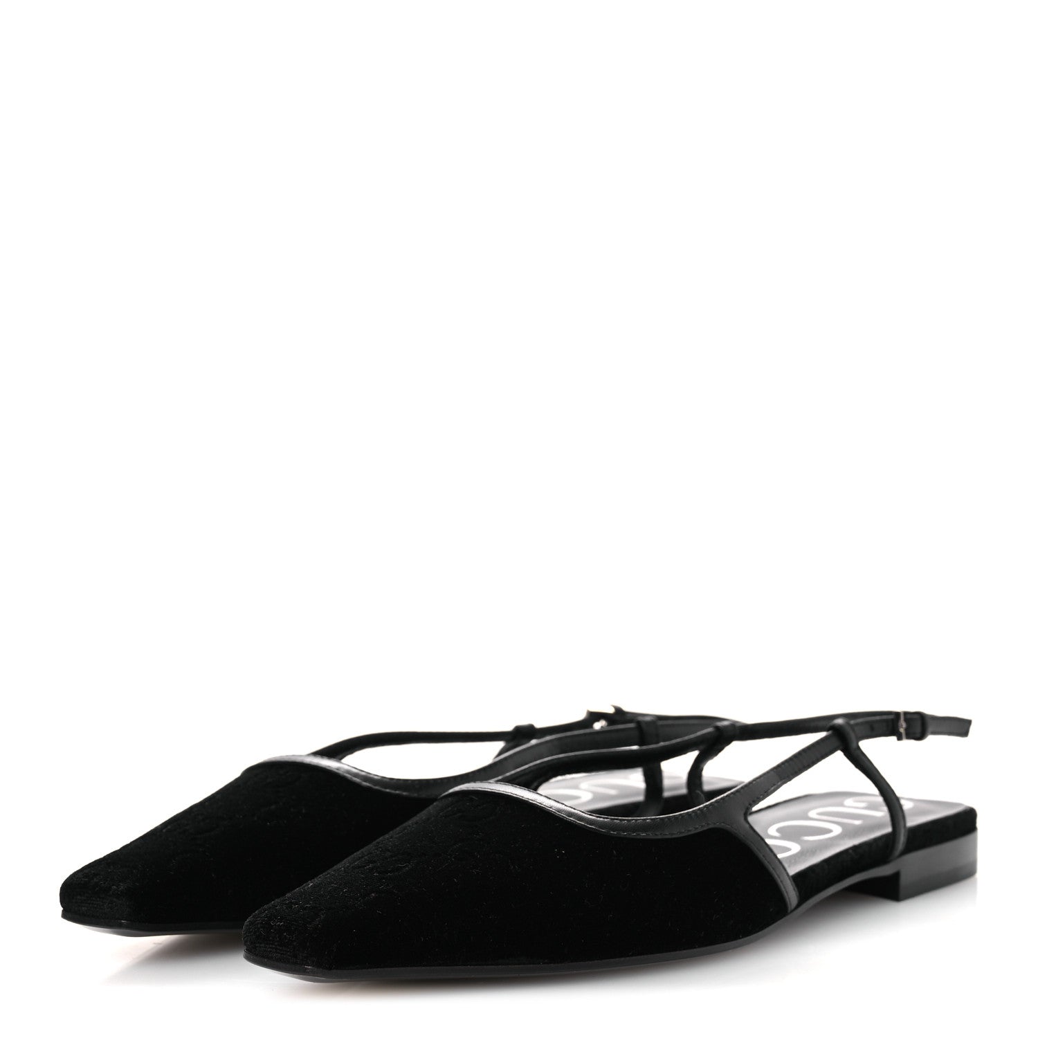 Gucci Velvet GG Monogram Slingback Ballet Flats 37.5 Black 4 of 11