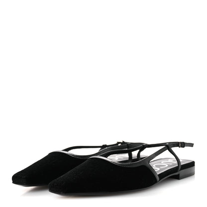 Gucci Velvet GG Monogram Slingback Ballet Flats 37.5 Black 4 of 11