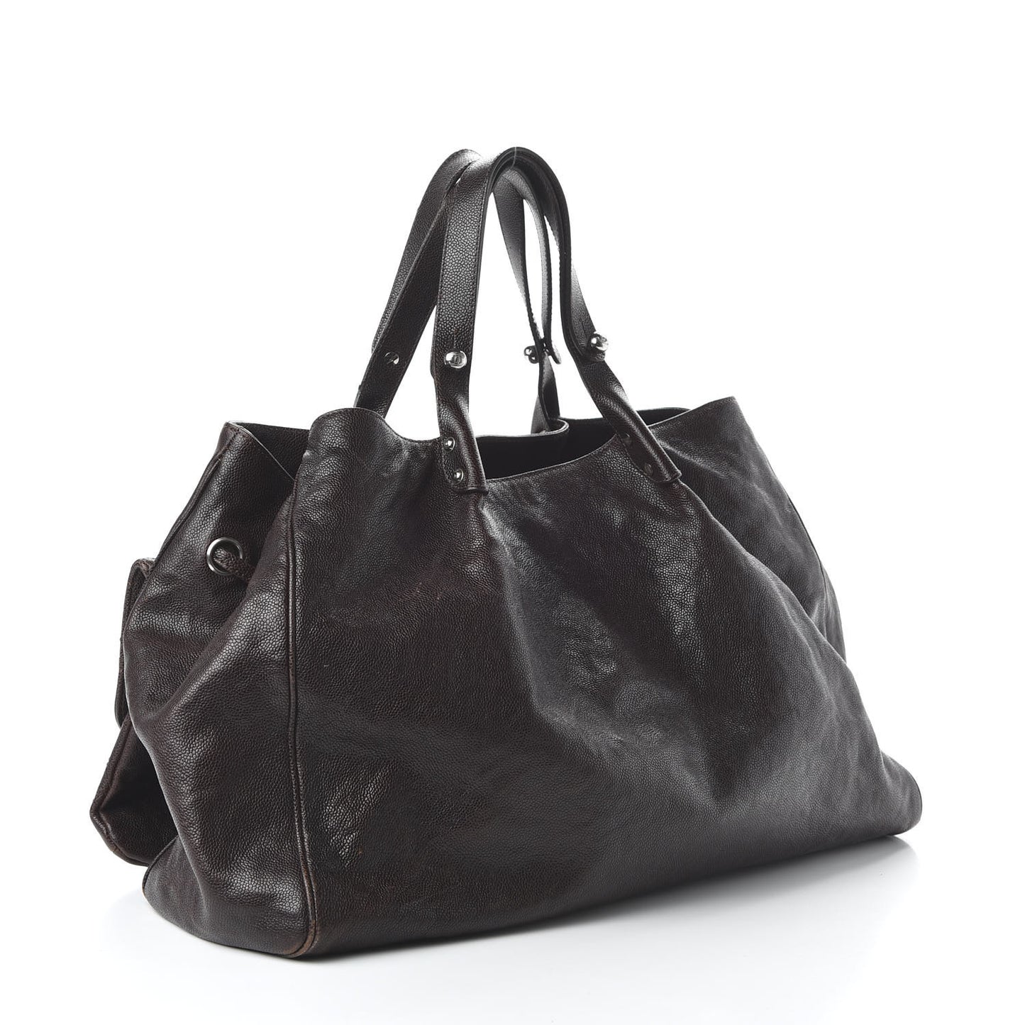 Glazed Caviar Large Pocket In The City Tote Brown