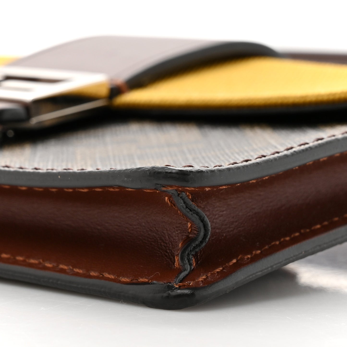 Glazed Fabric Cotton Vitello King Aura FF 1974 Baguette Belt Pouch Tobacco Moro Mimosa Gianda