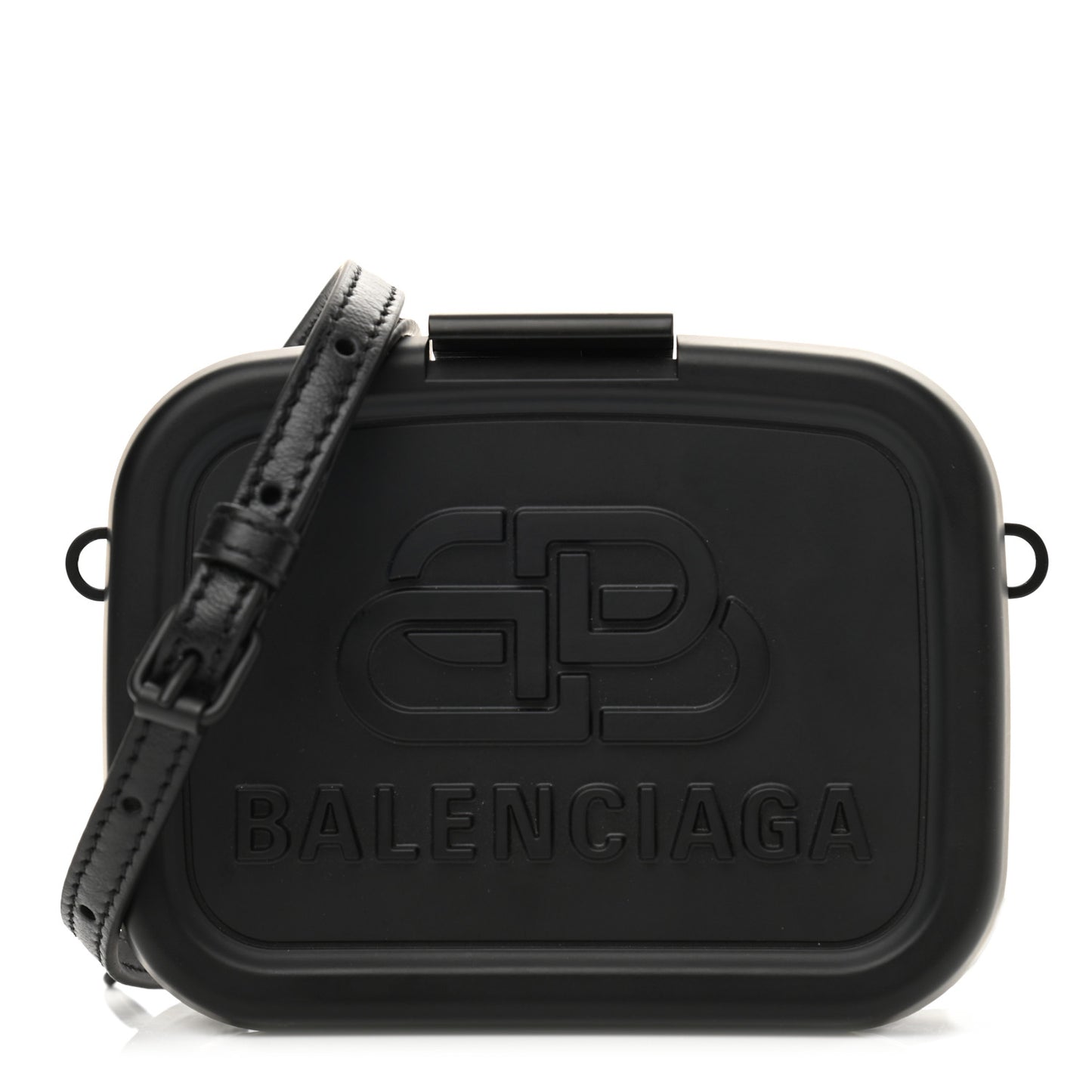 Recycled Plastic Calfskin Embossed Mini Lunch Box Case with Strap Black