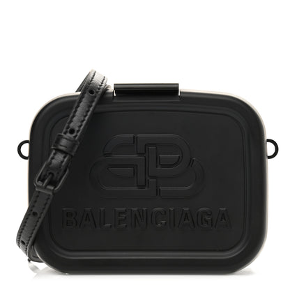 Balenciaga Recycled Plastic Calfskin Embossed Mini Lunch Box Case with Strap Black 1 of 10