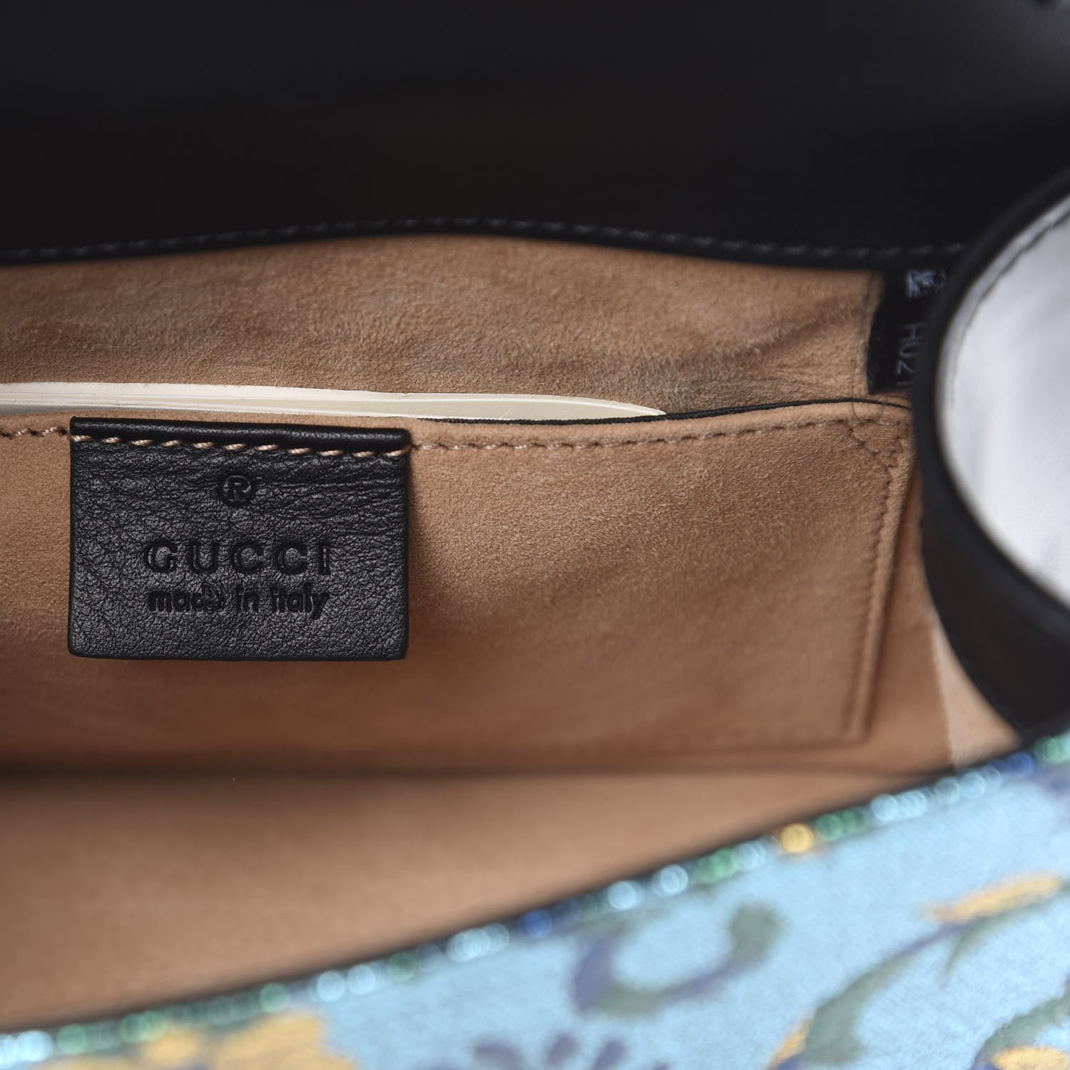 Gucci Iridescent Brocade Mini Sylvie Top Handle Bag Azure 7 of 12