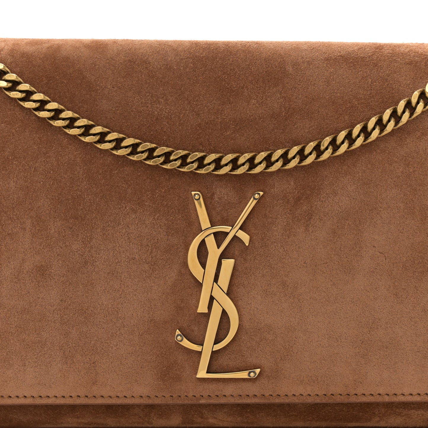 Suede Medium Monogram Kate Satchel Macaron