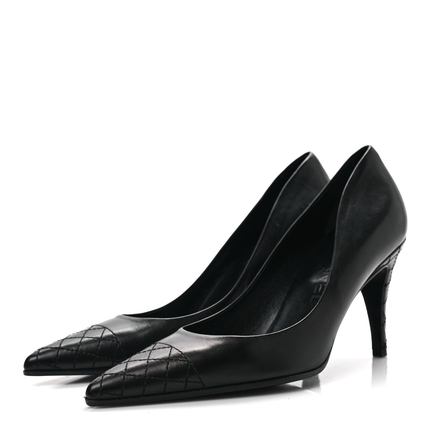 Lambskin Quilted Pointed Toe Pumps 36.5 Black