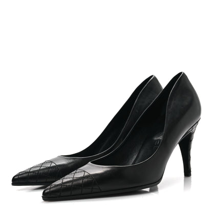 Chanel Lambskin Quilted Pointed Toe Pumps 36.5 Black 3 of 8