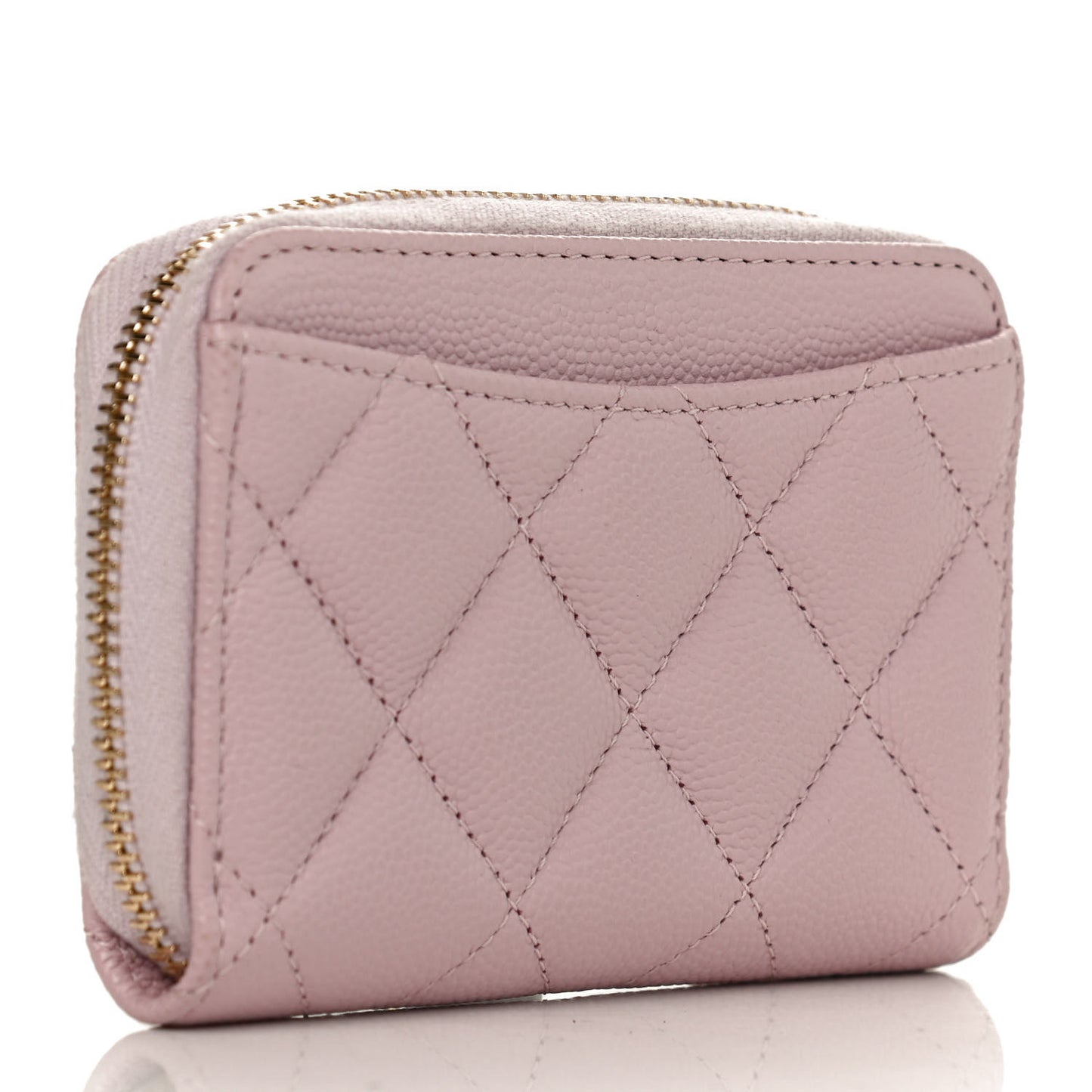 Caviar Quilted Zip Coin Purse Light Pink