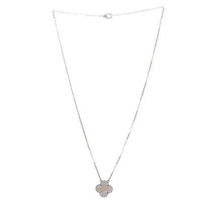 Van Cleef & Arpels 18K White Gold Mother of Pearl Vintage Alhambra Pendant Necklace 4 of 6