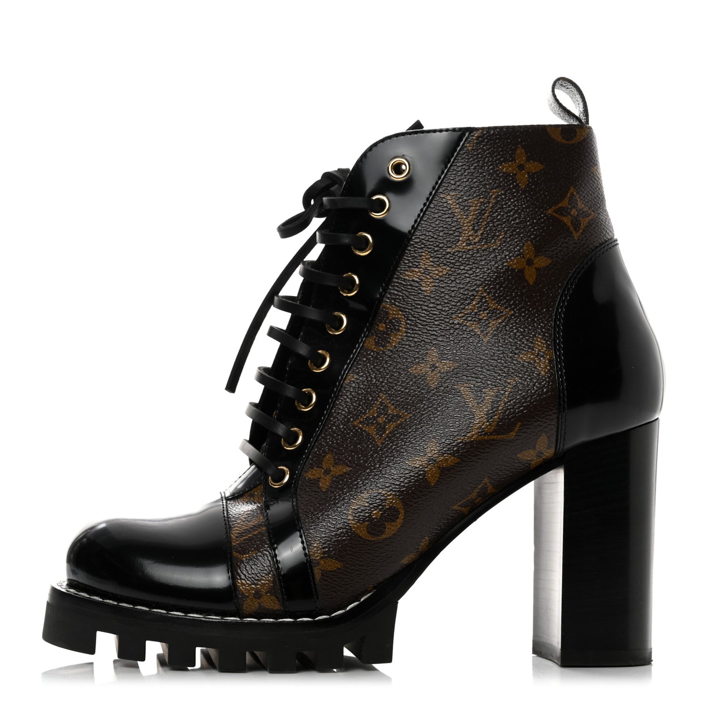 Patent Calfskin Monogram Star Trail Ankle Boots 40.5 Black
