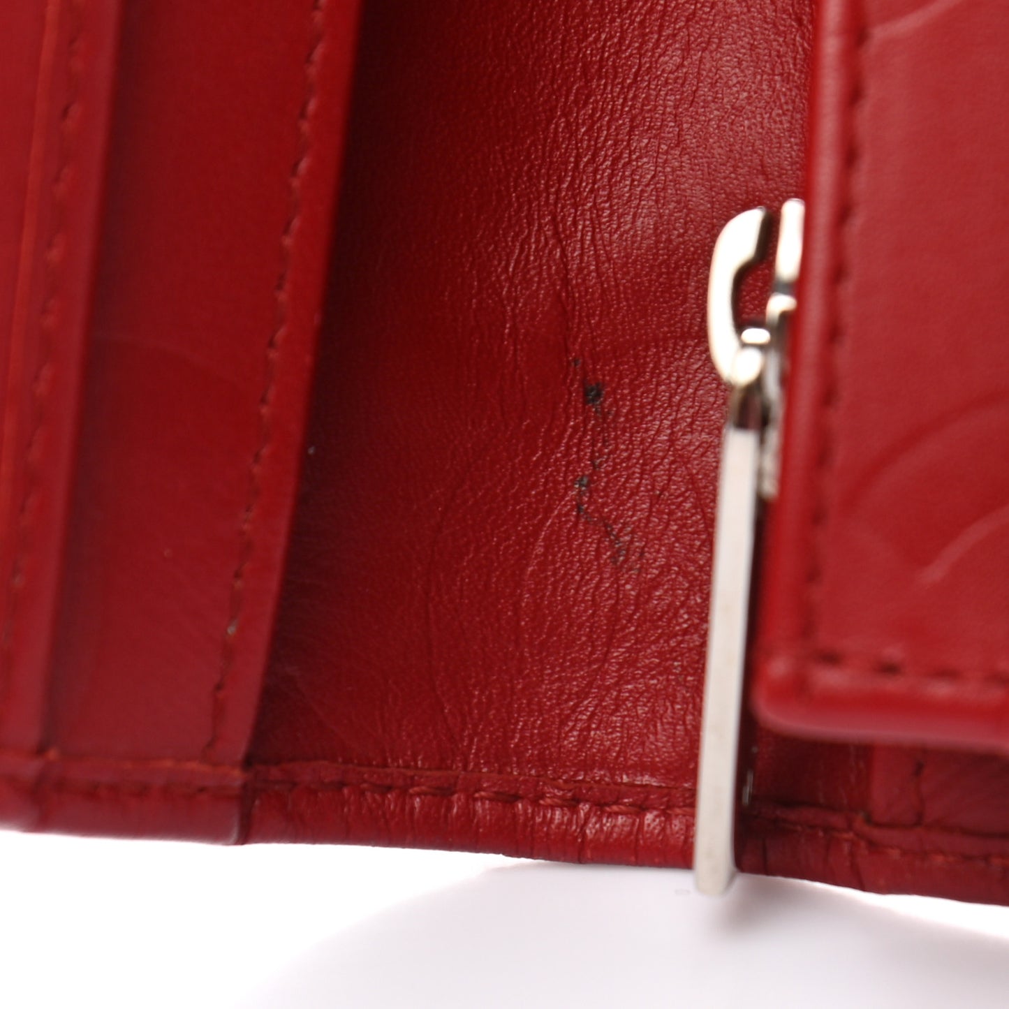 Calfskin Quilted Cambon Yen Wallet Red