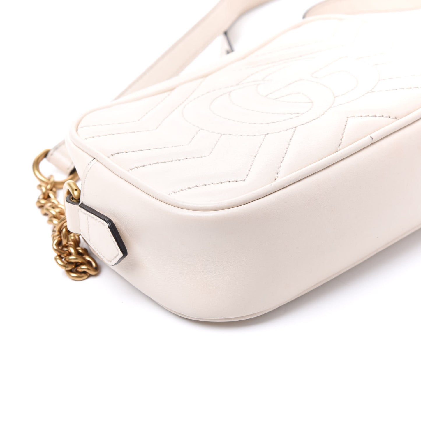 Calfskin Matelasse Mini GG Marmont Chain Shoulder Bag White