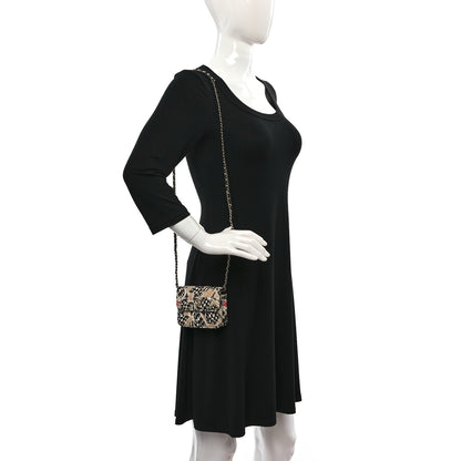 Chanel Canvas Check Flag Printed CC Clutch With Chain Beige Multicolor 2 of 10