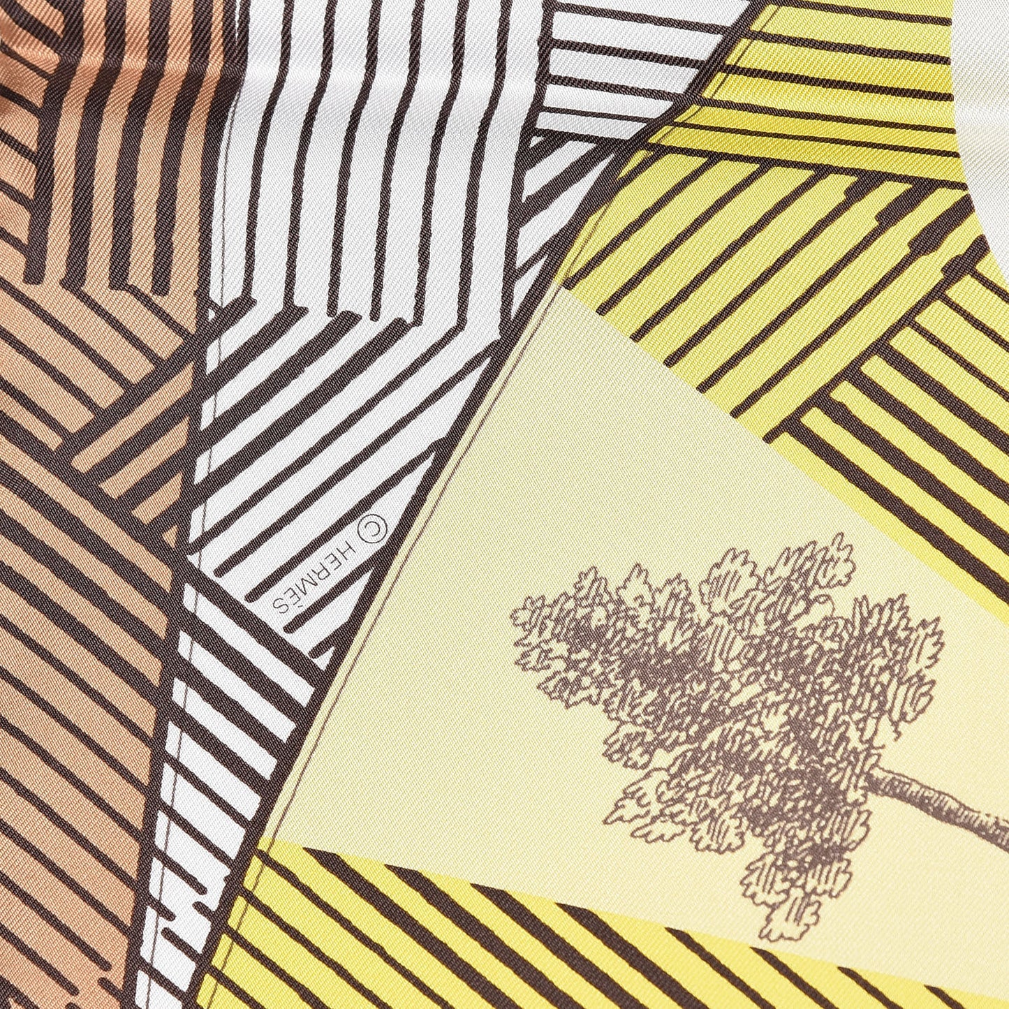Silk Jeu Des Omnibus Remix Scarf 90 Blanc Jaune Beige