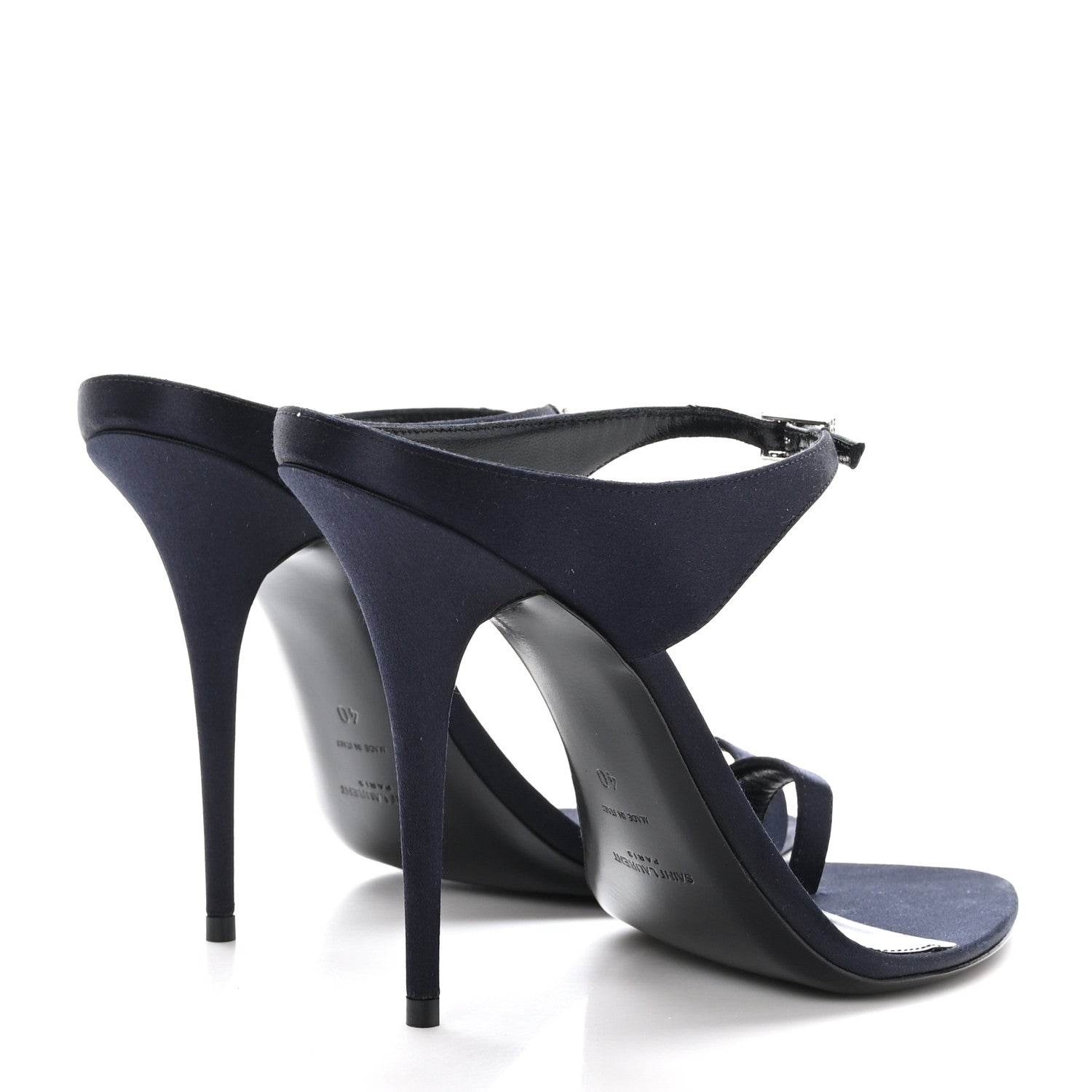 Saint Laurent Crepe Satin Dive Mule Sandals 40 Patriot Navy 4 of 9