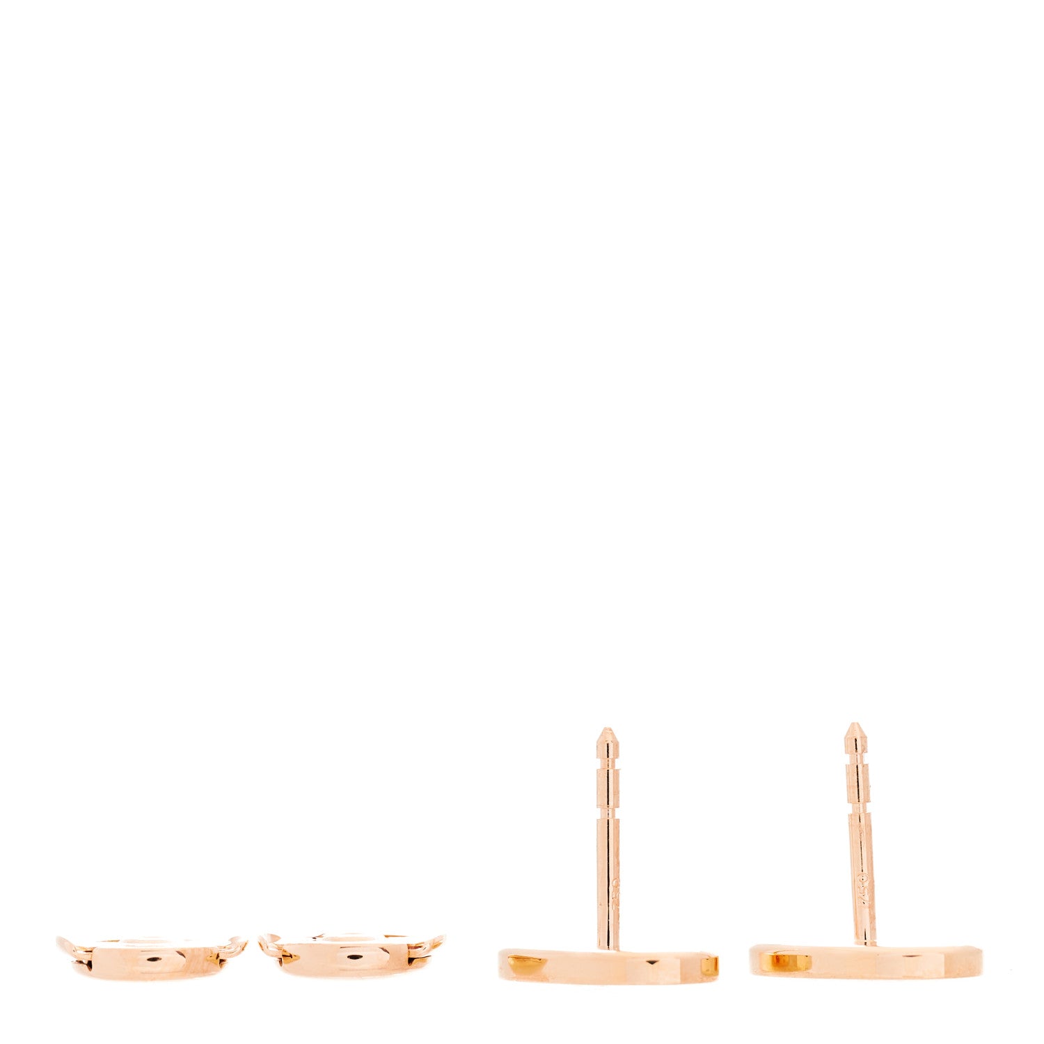 Hermes 18K Rose Gold Diamond Chaine d'Ancre Contour Stud Earrings 3 of 5