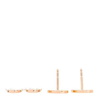 Hermes 18K Rose Gold Diamond Chaine d'Ancre Contour Stud Earrings 3 of 5