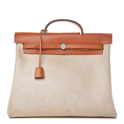 Hermes Toile Vache Calfskin Herbag 40 GM Natural 1 of 29