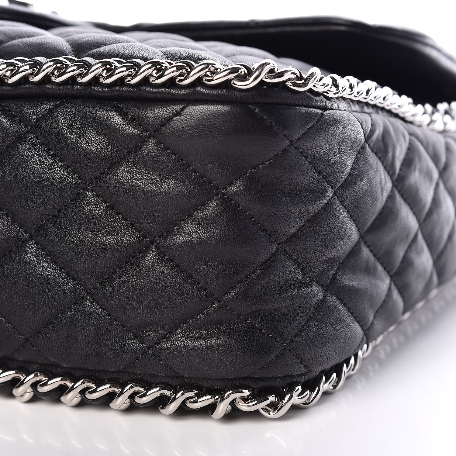 Chanel Washed Lambskin Quilted Maxi Chain Around Flap Black 9 of 10