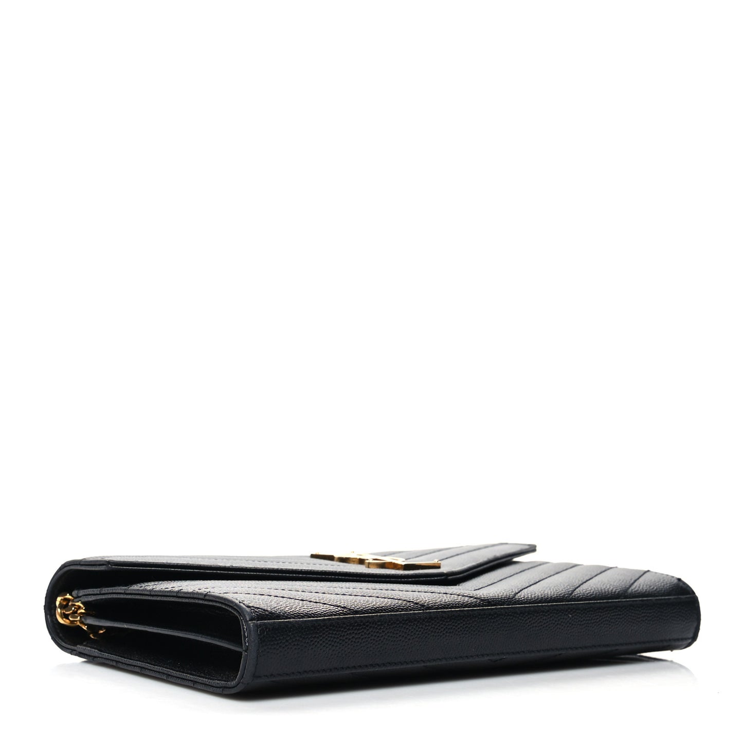 Grain De Poudre Matelasse Chevron Monogram Chain Wallet Black